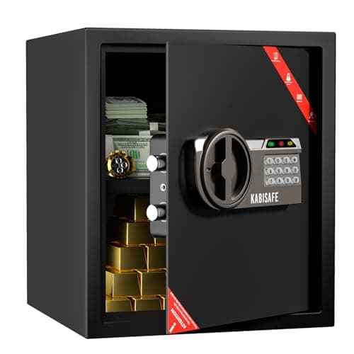 Image of KABISAFE Safes for Home, Digital Large Safes Box, 43L Security Cabinet Safe with Keypad Safety Key Lock, Personal Safe for Home Business Office Document Jewelry Gun Cash