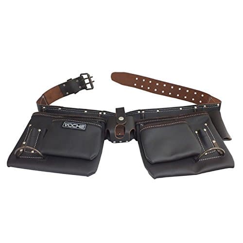Image of Voche® Heavy Duty Deluxe 12 Pocket Oil Tanned Leather Double Tool Belt Joiners Nails Pouch