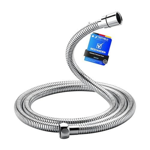Image of Ibergrif Shower Hose 1.7m, Stainless Steel Shower Pipe, Twist, Kink, Leakproof Universal Standard Fit G1/2 Replacement Hose with Brass Connectors and Washers, Chrome Silver