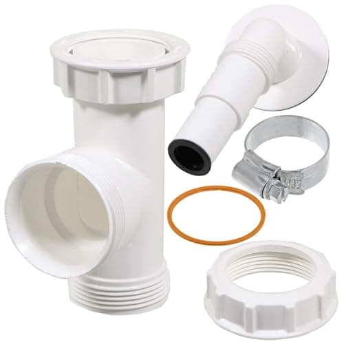 Image of SPARES2GO Appliance Trap Adaptor 40mm 1 1/2" Washing Machine Dishwasher Waste Pipe Tee + Clip Kit