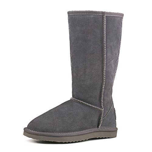 Image of Shenduo Women's Tall Leather Snow Boots Knee-High Winter Classic Boots 5UK DA5815 Grey 38EU