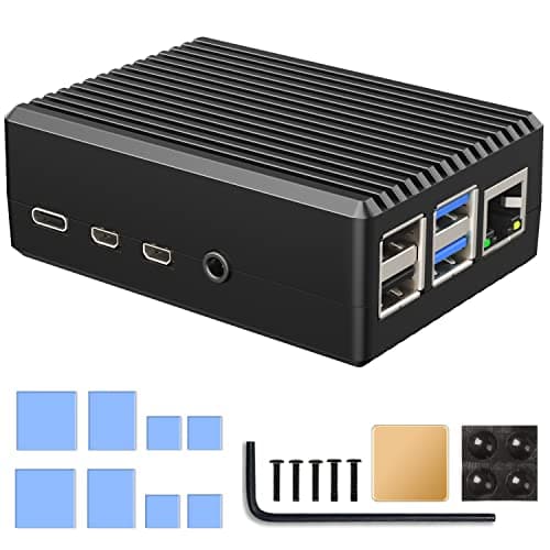 Image of Miuzei Raspberry Pi 4 Aluminium Case, Heavy Duty Passive Cooling Metal Case with Thermal Pads for Raspberry Pi 4 Model B 8GB/4GB/2GB/1GB Only