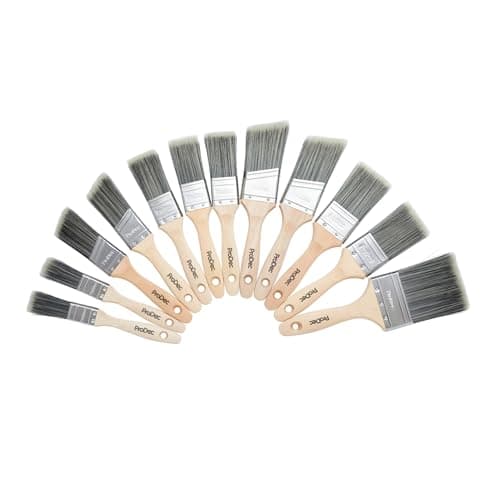 Image of ProDec Decorator's Dozen Paint Brush Set Including Cutting In Brushes for a Smooth Finish Painting with Emulsion, Gloss, Satin Paints on Walls, Ceilings, Wood, Metal - 2x 1, 5x 1.5, 4x 2, 1x 3 inch