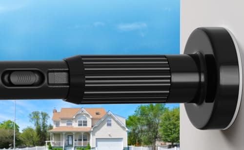 Image of AIZESI Black Shower Curtain Pole 105-262Cm, Extendable Curtain Poles Extra Long Tension Rod, Shower Curtain Rail Room Divider Curtain Rod, No Drill Heavy Duty Tension Rod