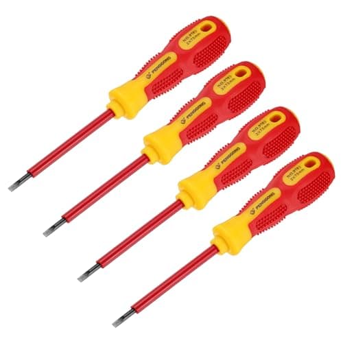 Image of sourcing map 4pcs 1000v Insulated Electrician Screwdriver 3x75mm CR-V Magnetic Slotted Flat Head Insulation Screwdrivers