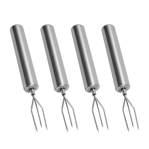 Image of 4 Pack Corn on The Cob Holders, Potato Forks 430 Stainless Steel - Reusable Corn Picks, Meat Forks (14.5cm) for Peeling, Grill and Camping - Eco Friendly and Dishwasher Safe