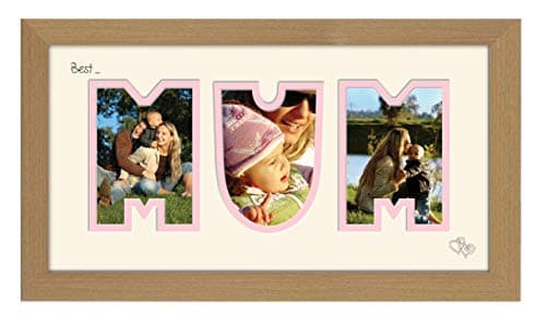 Image of Best Mum Photo Frame Word Frame Light Oak Wood Finish Birthday Picture Gift Present