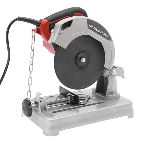 Image of VonVVer Chop Saw with 5200 RPM Copper Motor 1200W Mitre Saw 185mm/7.3Inch Cutting Blade Adjustable Angle 0-45° 0-50mm Cutting Thickness for Wood Metal Tile and Steel Cutting (Red)