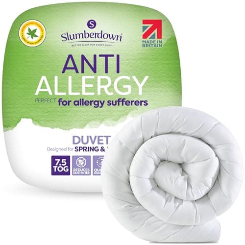 Image of Slumberdown Anti Allergy King Size Duvet 7.5 Tog - Allergy UK Approved Lightweight Summer Duvet for Allergy Sufferers - Made in the UK, Anti Bacterial & Machine Washable King Quilt (225 x 220cm)