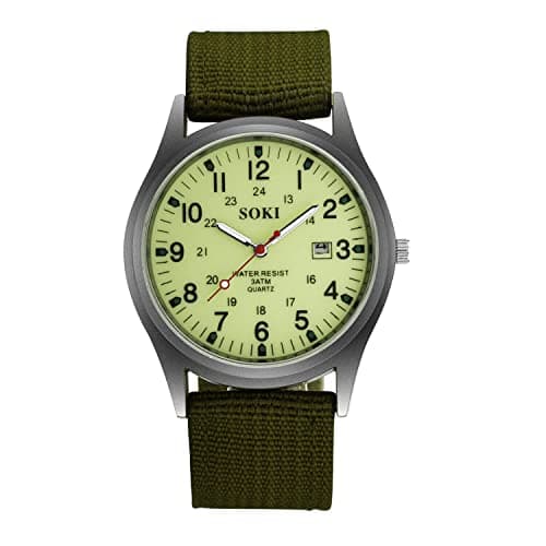 Image of Military Army Mens Date Canvas Strap Analog Quartz Sport Wrist Watch Gift Gift for him Dad Uncle Father Teenager Man Secret Santa Adult Stocking Filler