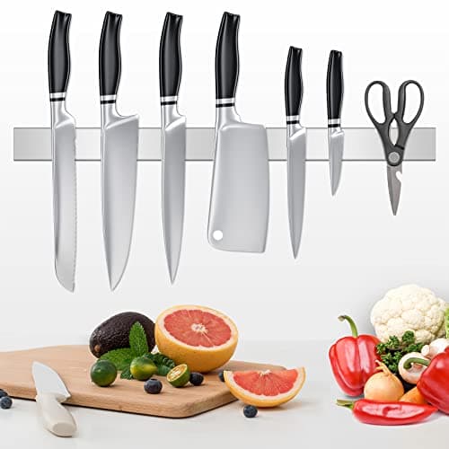 Image of Magnetic Knife Strip for Wall Stainless Steel 49.5 cm Magnetic Knife Bar Holder Utensil Tools Rack Magnet Kitchen Knife Organizer Self-Adhesive Drilling Dual-use Wall Hanging Knife Storage Protection