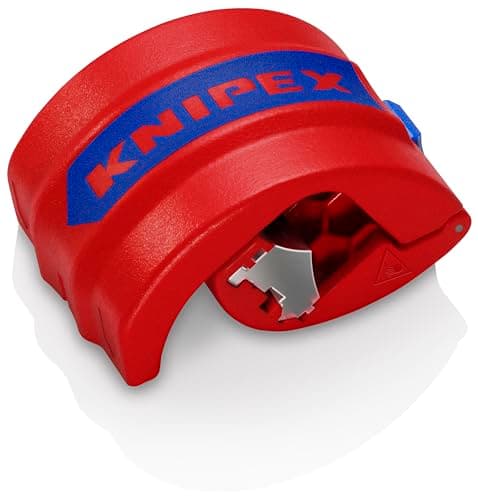 Image of KNIPEX Bix Cutter for Plastic Pipes, 20-50 mm, Cuts Without Shavings, 2 Spare Blades Included, Pipe Cutter, 90 22 10 BK
