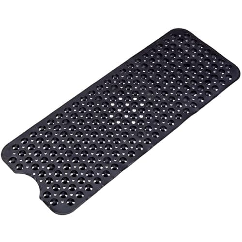 Image of Armo® Transparent Anti Slip Shower Bath Mat Strong Mould & Mildew Bathroom Mat PVC Mat Washable Bath Mat 70CM x 38CM (Black)