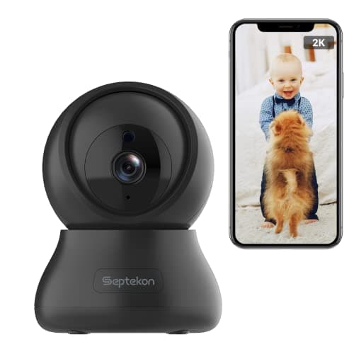 Image of Septekon 2K FHD WiFi Camera Security Camera indoor - Wireless Baby Camera, Pet Camera - 360° Pan Tilt Security Camera - Cloud Storage - Night Vision CCTV Camera Works with Alexa - H40i, Black