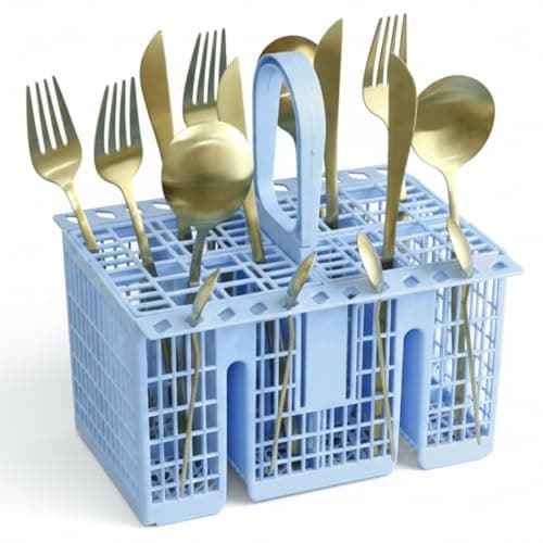 Image of Spares2go Dishwasher Cutlery Basket Universal Cage for Hotpoint fits Indesit fits Whirlpool C00257140 C00289641 C00301361 (Detachable Handle, Light Blue)