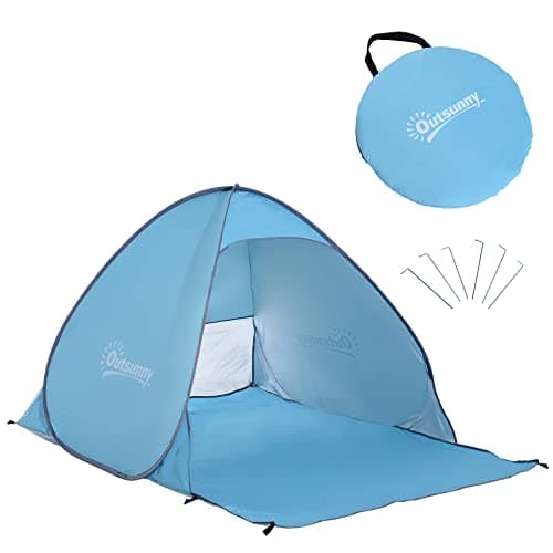 Image of Outsunny Pop up Beach Tent, UV 30+ Portable Sun Shelter with Carry Bag, 2x1.5m for 2-3 Person, Blue