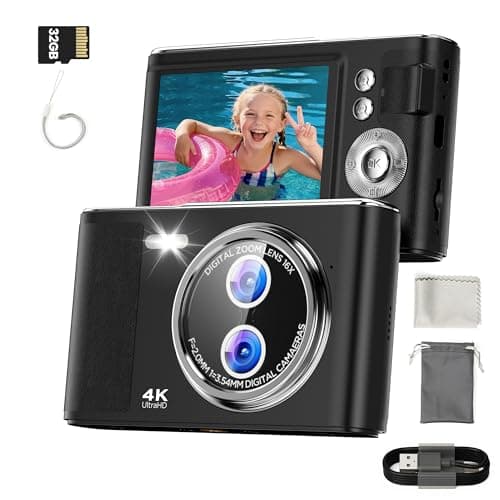 Image of 32GB Digital Camera Compact 48MP Autofocus 16X Digital Zoom Photo Camera: 2.8 Inch 4K LCD Screen Portable Vlogging Photography Camera for Kids, Beginners, Teens, Students with Lanyard