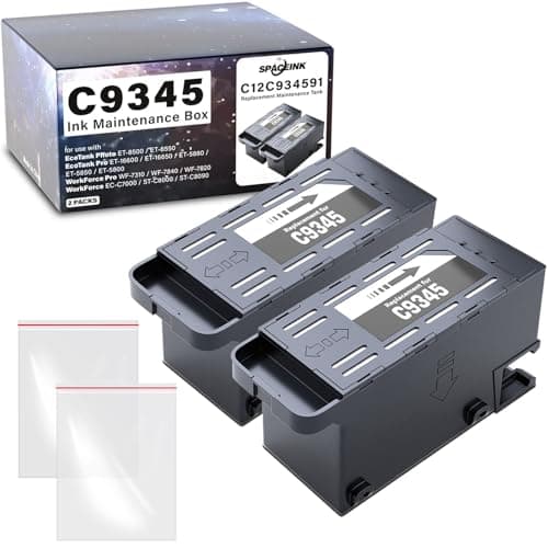 Image of C9345 Ink Maintenance Box 2 Set Replacement for ET-8550 ET-5850 ET-16600 ET-16650 ET-5800 ET-5880 ET-8500 WF-7840 WF-7830 WF-7820 WF-7310 ST-C8000 ST-C8090 Printers (C12C934591/PXMB9)(2 Packs)
