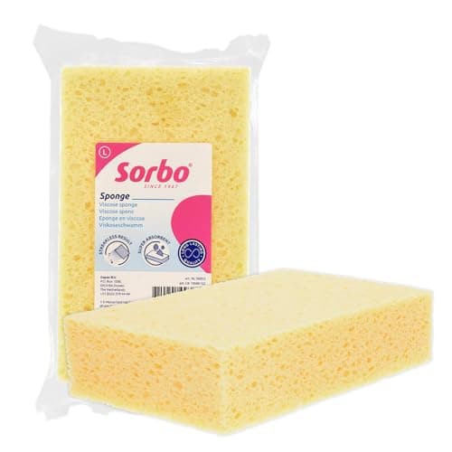 Image of Sorbo Large Super Absorbent Sponge, 16.5cm x 10cm, Streak Free Results, Durable & Multipurpose, Yellow, Perfect for Cleaning Floors, Windows & More