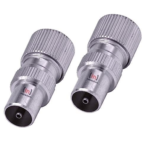 Image of Inbrackets Male Coaxial TV Aerial Connector Plugs for RF Cable/Freeview - Durable Metal Construction - Pack of 2
