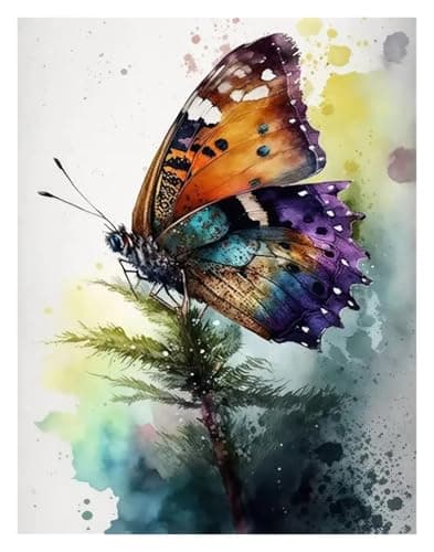 Image of BYAMBD Aesthetic Pictures Wall Art Canvas Painting Watercolor Multicolor Abstract Butterfly Posters And Prints Colorful Beautiful Insect Home Room Decor(H,30x40cm)