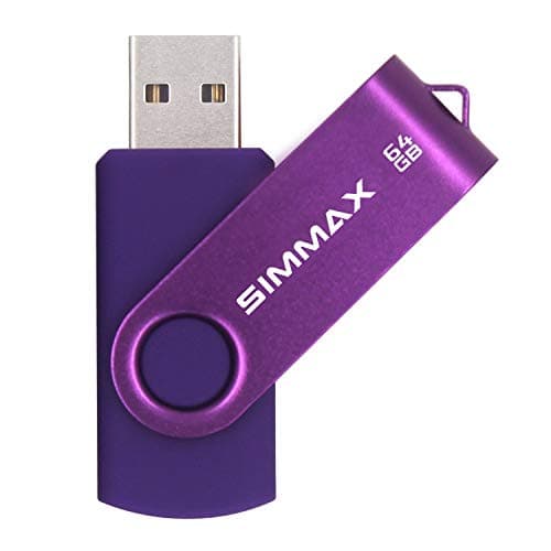 Image of SIMMAX 64GB Memory Stick USB 2.0 Flash Drives Swivel Thumb Drive Pen Drive (64GB Purple)
