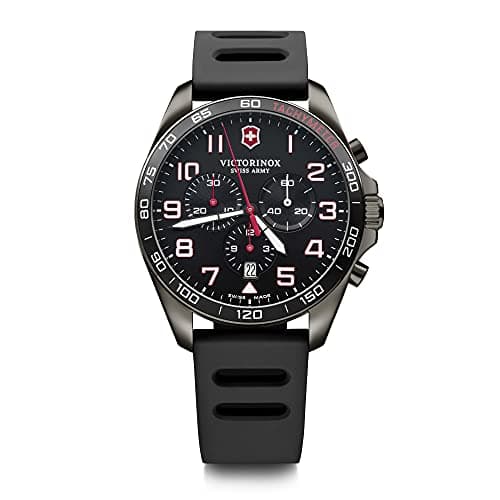 Image of Victorinox Men’s Watch Fieldforce Sport Chrono Ø 42 mm, Swiss Made, Analogue Quartz, Water-Resistant up to 100 m, Rubber Strap, Black