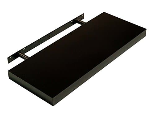 Image of Optimal Products HUDSON HIGH GLOSS FLOATING SHELVES SHELF SHELVES DISPLAY UNIT WALL MOUNTED STORAGE (BLACK HIGH GLOSS, 600 X 235 X 38 MM)