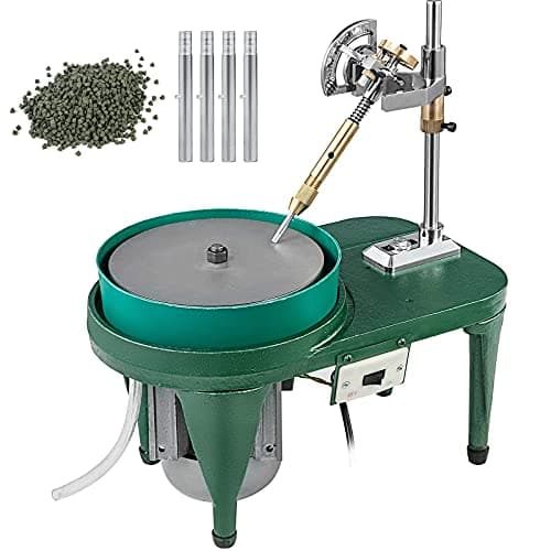 Image of ERSINIAN Gem Faceting Machine 8inch Rock Polisher Lapidary Equipment Jewelry Polisher Gem Cutting Machine Lapidary Grinder Polisher Machine with Mechanical Handle for Gem Jade Stone Jewelry