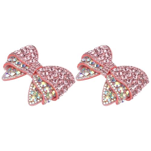 Image of TOVINANNA Creative Bowknot Decorative Shoes Ornament Pair Pink Small Hand-Sewn Sturdy Shoe Accessories for Wedding Women