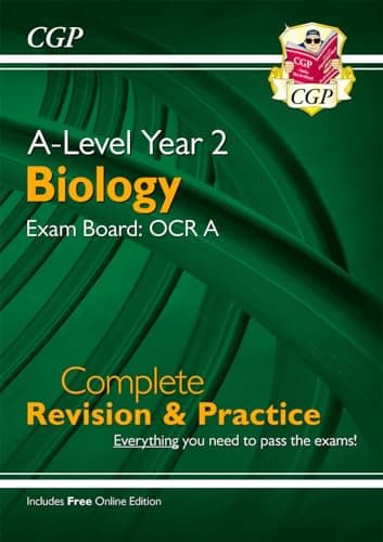 Image of A-Level Biology: OCR A Year 2 Complete Revision & Practice with Online Edition (For exams in 2024) (CGP OCR A A-Level Biology)
