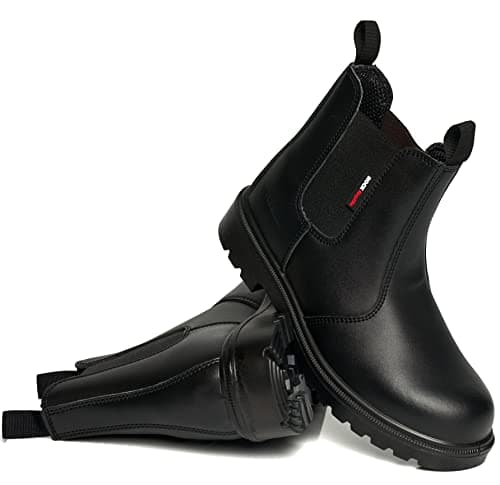 Image of Rock Reptile MENS LEATHER SAFETY DEALER BOOTS TWIN GUSSET CHELSEA WORK STEEL TOE CAP WATERPROOF SHOES SIZE (BLACK, uk_footwear_size_system, adult, men, numeric, medium, numeric_10)
