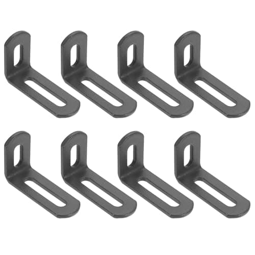 Image of sourcing map 8 Pcs Adjustable Right Angle Brackets, Slotted L-Shape Corner Bracket 50mm, 90 Degree Steel l Bracket Support for Shelves, Wood Furniture Construction, Deep Grey
