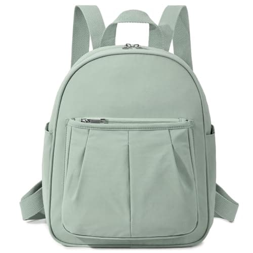 Image of VASCHY Small Backpack Womens, Lightweight Rucksack Bag for Travel, Waterproof Mini Backpack for School, Work & Daily Use – Nylon Casual Daypack Handbag Green