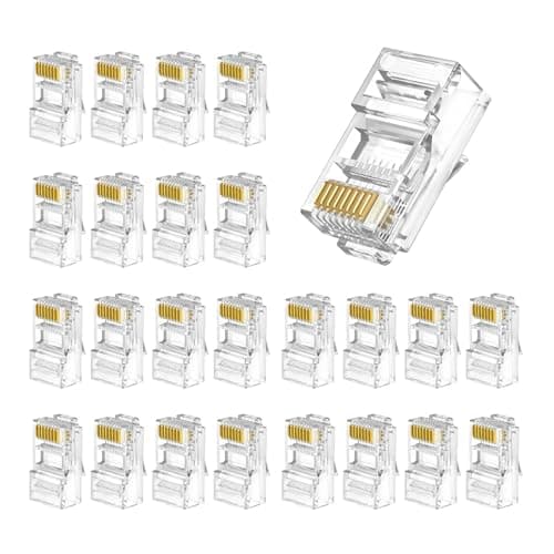 Image of 25 Pack RJ45 Connector Pass Non-Through Cat6,Cat6 Ethernet Modular RJ45 Plugs,Gold Plated Crimp LAN Network End Plugs for UTP Solid and Stranded Network Cable( White)