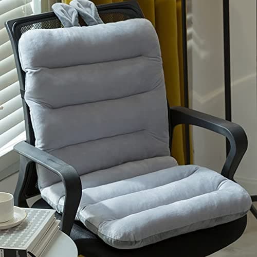Image of FZKun esk Chair Cushion - Relaxed One-Piece Padded Seat with High Back Support Soft Velvet Comfort Pad for Long Sitting Students Office Home Study (Grey,18"x40")