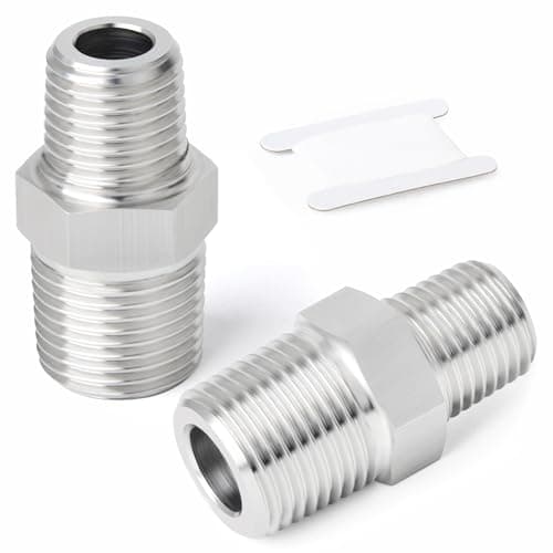 Image of ERGAOBOY 2 Pcs Stainless Steel 304 Male Reducing Hex Nipple BSP Fitting, 1/2" x 1/4" BSP Threaded Pipe Reducer Connector Adapter for Plumbing, Water and Gas Lines