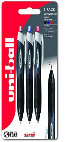 Image of uni-ball Jetstream Sport SXN-150S Ballpoint Gel Pens. Premium 1.0mm Rollerball Tip. Smooth Writing Uni Super Ink Dries Instantly. Does Not Smudge. Pack of 3