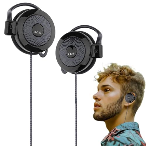 Image of Ear Clip Headphones - Wired Over Ear Sports Earphones, 3.5mm Stereo Earbuds | Secure Fit Open Back Stereo Earphones Ideal for Long Distance Running and Intense Gym Workouts with Mobile Devices