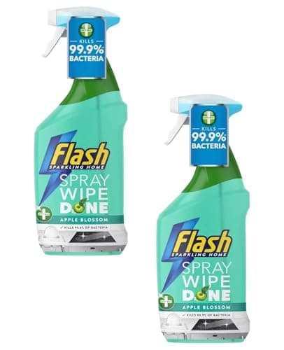 Image of Flash Kitchen Cleaner Spray 800ml – Antibacterial, Tough on Grease, Streak-Free, No Rinse, Kills 99.9% Bacteria, Fresh Scent Green - 2 Pack