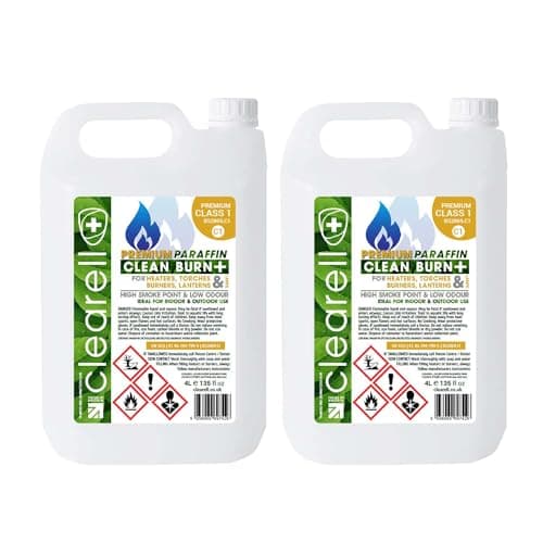 Image of Clearell 8L | Pack of 2 x 4L | CLEAN BURN Premium Paraffin Class 1 Grade | BS2869 C1