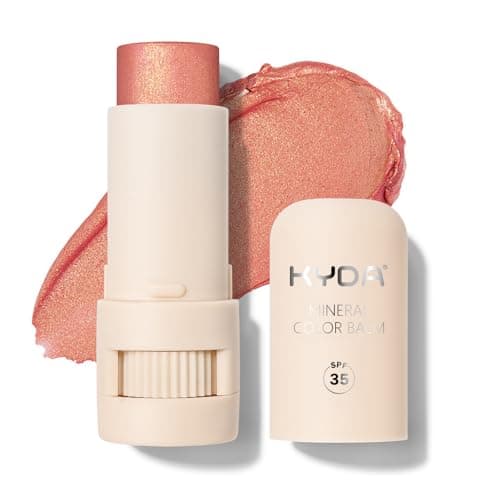 Image of KYDA Mineral Color Balm, SPF 35, Creamy Blendable Color for Lips&Cheeks Tint, Buildable Shimmer Finish, Lightweight Formula, Multiuse Makeup Stick, GUAVA
