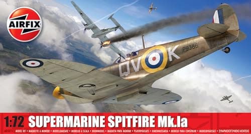 Image of AIRFIX - Standard Model Set - A01071C Supermarine Spitfire Mk.Ia Model Building Kit - Plastic Model Plane Kits for Adults & Children 8+, Set Includes Sprues, Decals & Paint Guide - 1:72 Scale Model