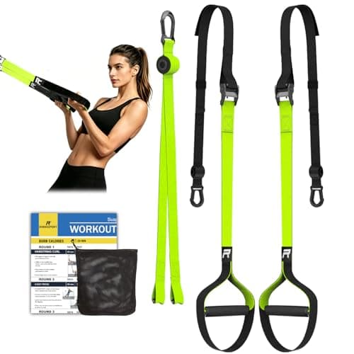 Image of RHINOSPORT Suspension Straps Training Kit with Adjustable Door Hook Home Fitness Suitable for Travelling