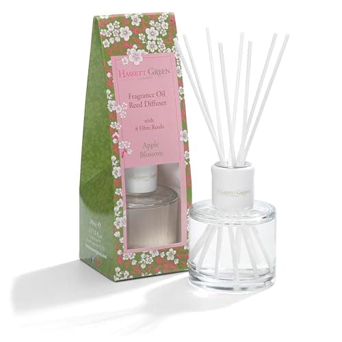 Image of Hassett Green London - Apple Blossom - Fragrance Oil Reed Diffuser - 100ml Glass Bottle with 8 Fibre Reeds