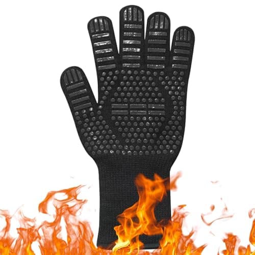 Image of Long Wrist Heat Resistant Silicone Oven Mitts - Non-Slip BBQ Gloves Up to 800°C/1472°F for Wood Burners, Cooking and Baking
