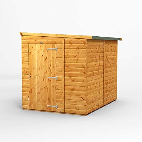 Image of POWER High Grade Premium Pent Reverse Lean Wooden Shed with Security Features, Door Flexibility, made from 12mm Extra Thick Timber, for all Storage & Outdoor Needs (Windowless)