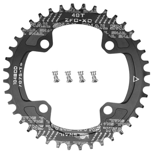 Image of CYSKY Bike Chainring 104 BCD 30T 32T 34T 36T 38T 40T 42T 44T 46T 48T 50T 52T Narrow Wide Single Chainring for 7/8/9/10/11/12 Speed, Suit for 1x Set-up (Come with 4 Chanring bolts) (Black, 40T)