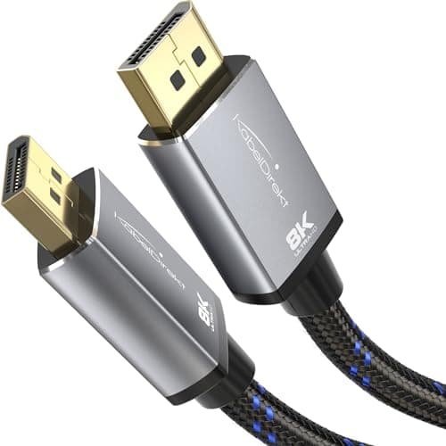 Image of 8K DisplayPort & DP cable, A.I.S. shielding and metal plugs – 1m (for DP 1.4 gaming PCs/laptops/graphics cards/monitors with 8K@60Hz, 4K@120Hz and ultra-fast 144Hz/165Hz/240Hz, black) CableDirect