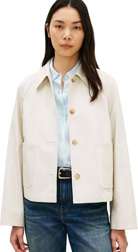 Image of Tommy Hilfiger Women's Cotton Short Jacket WW0WW49585, BEIGE, M